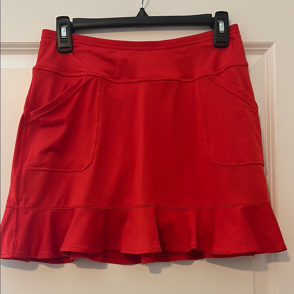 Red Ruffle Hem Skort